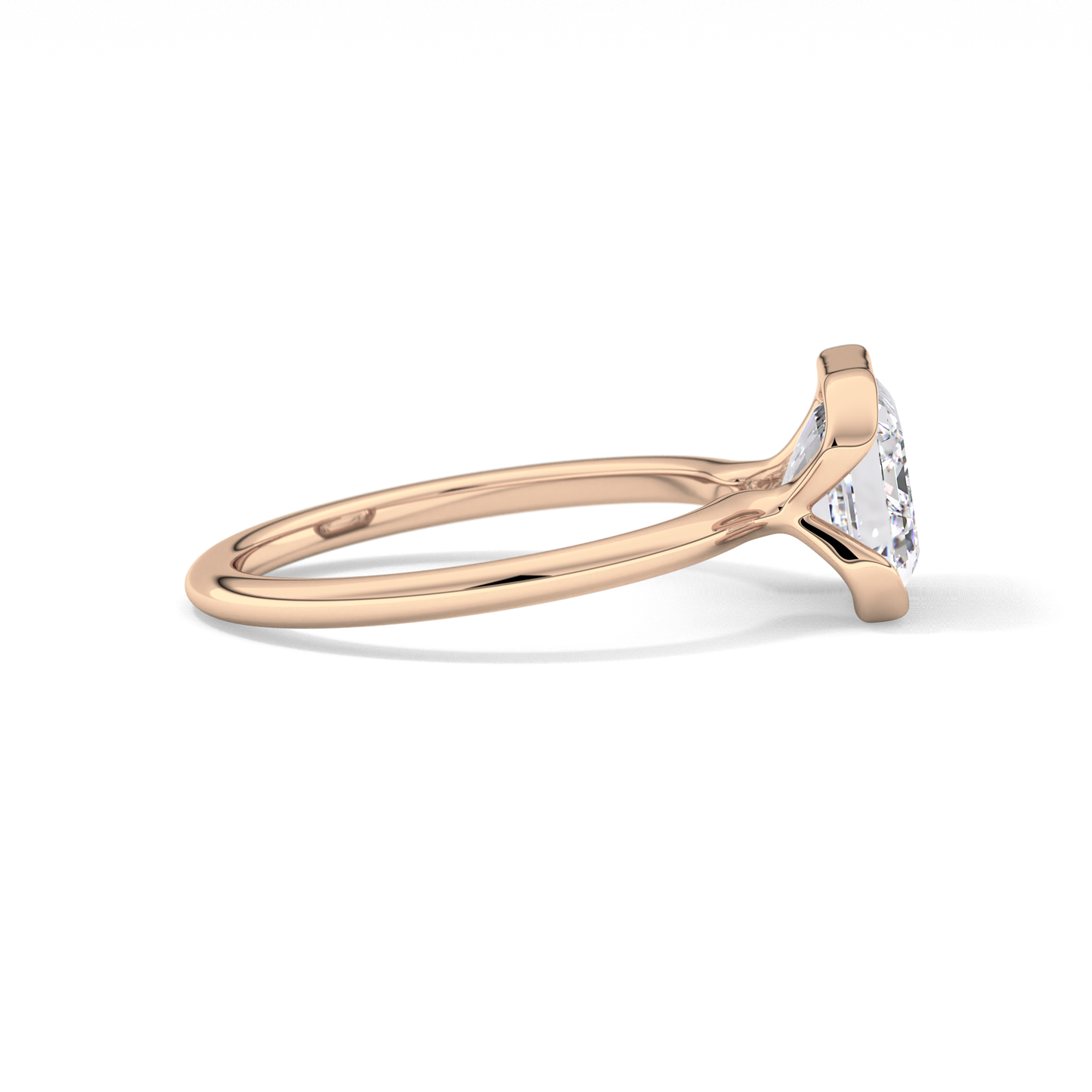 East West Emerald Half Bezel Solitaire Lab Grown Diamond Engagement Ring