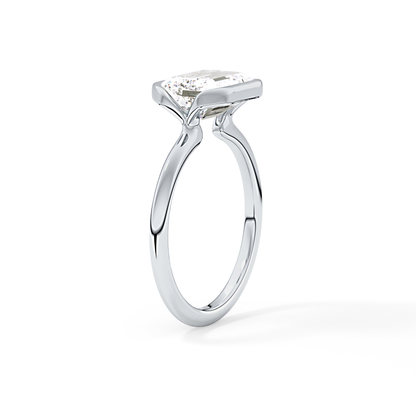 East West Emerald Half Bezel Solitaire Lab Grown Diamond Engagement Ring