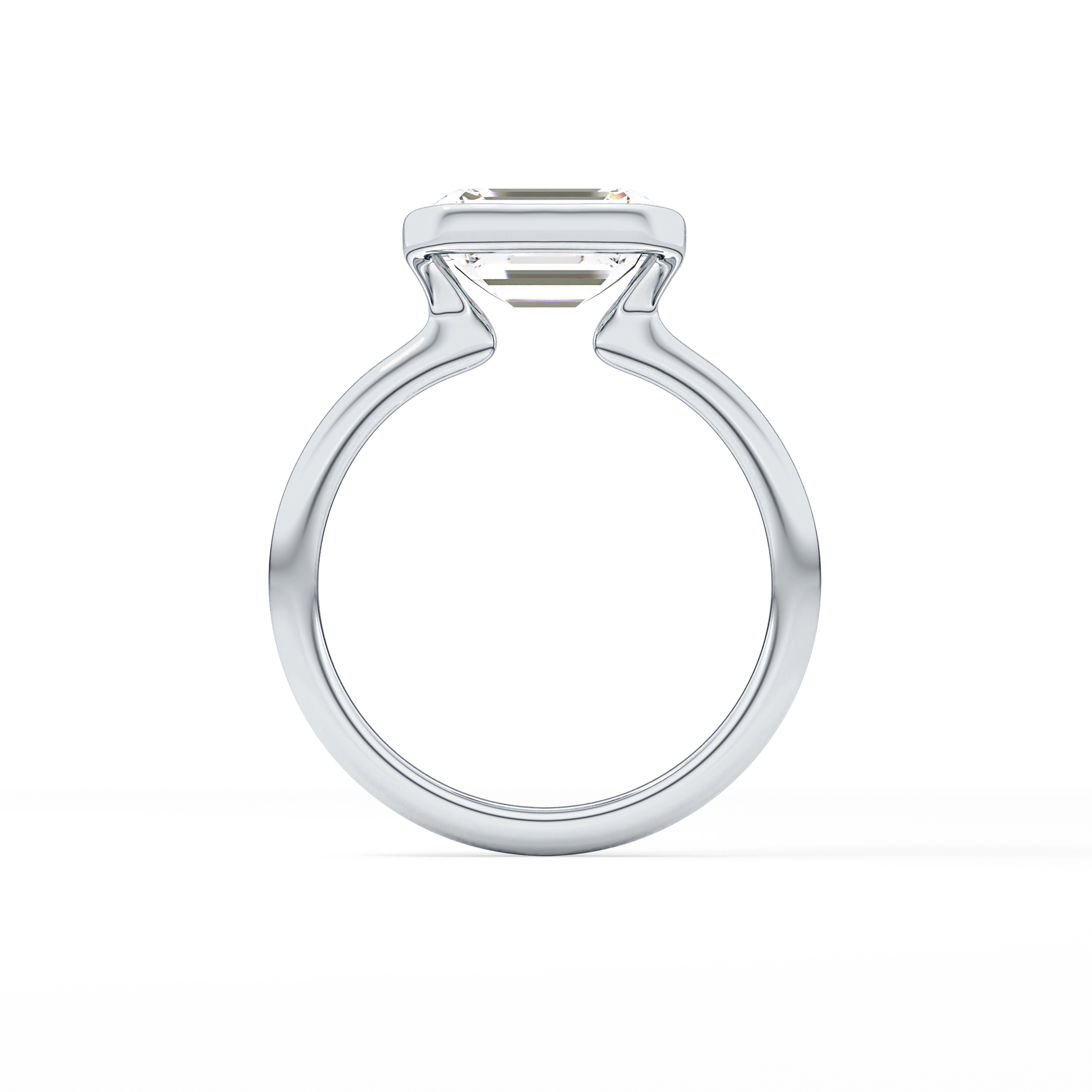 East West Emerald Half Bezel Solitaire Lab Grown Diamond Engagement Ring