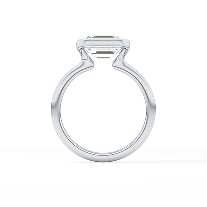 East West Emerald Half Bezel Solitaire Lab Grown Diamond Engagement Ring