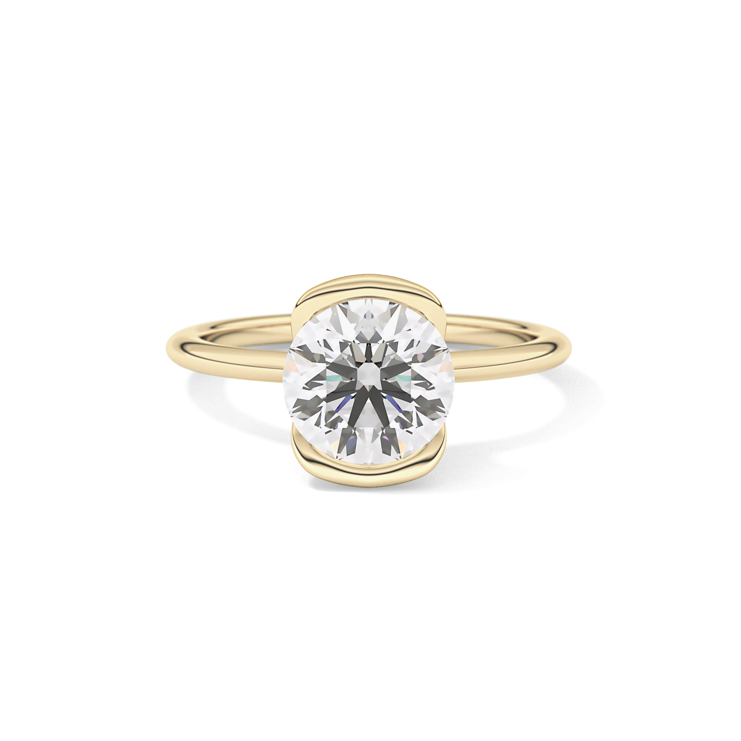 Round Half Bezel Lab Grown Diamond Engagement Ring