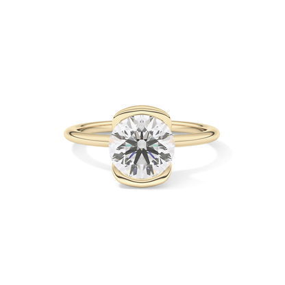 Round Half Bezel Lab Grown Diamond Engagement Ring