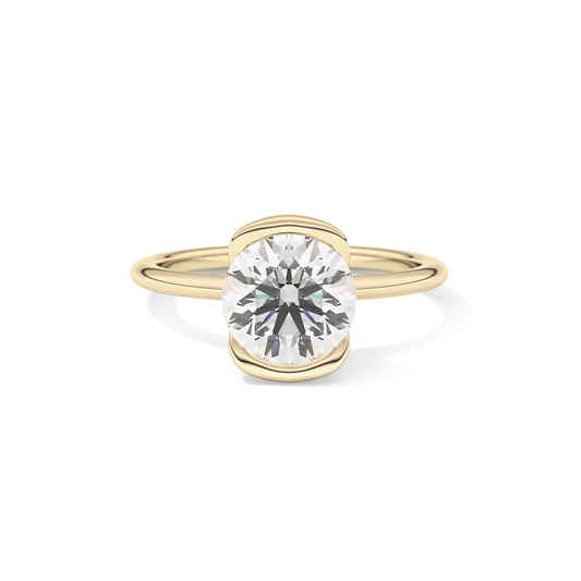 Round Half Bezel Lab Grown Diamond Engagement Ring