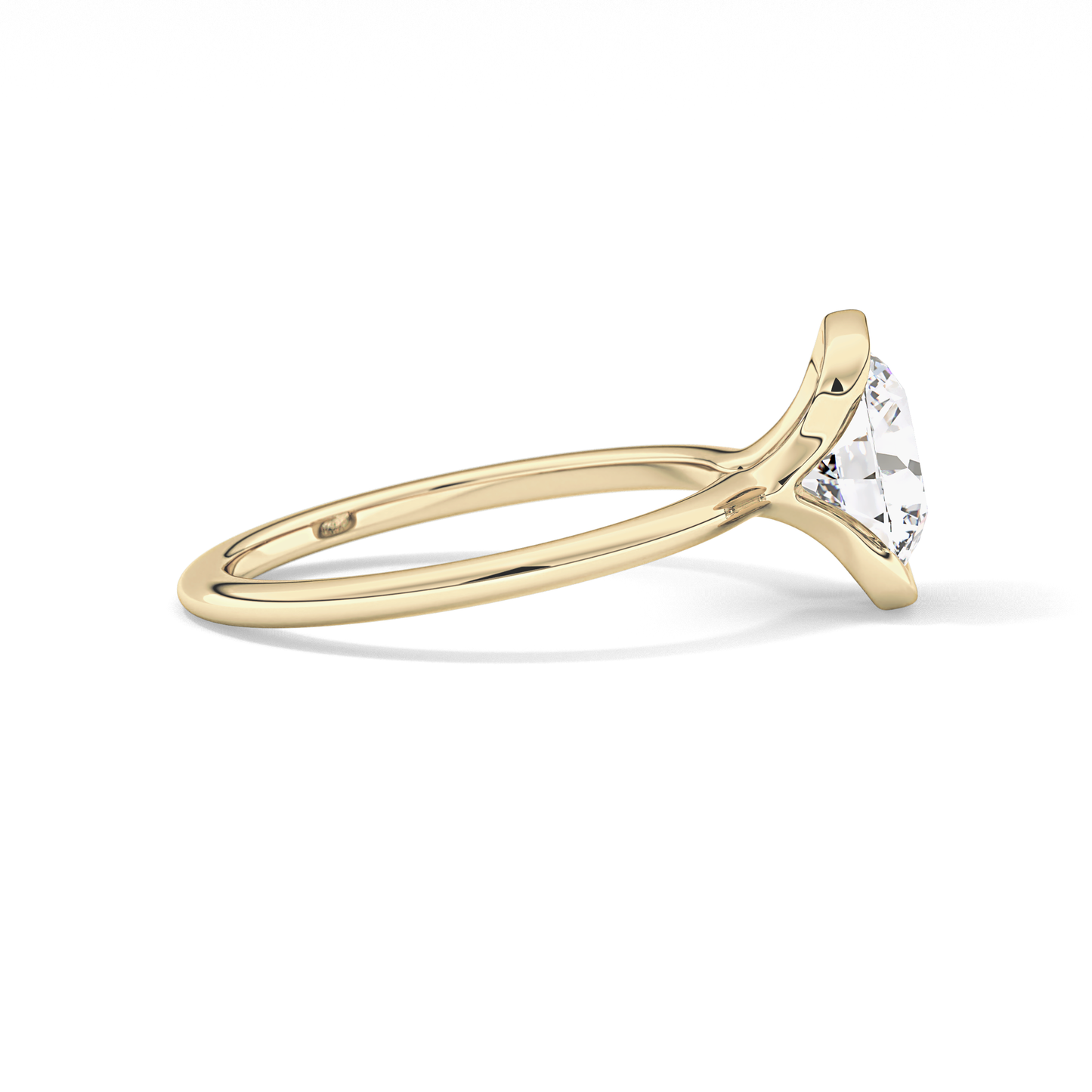 Round Half Bezel Lab Grown Diamond Engagement Ring