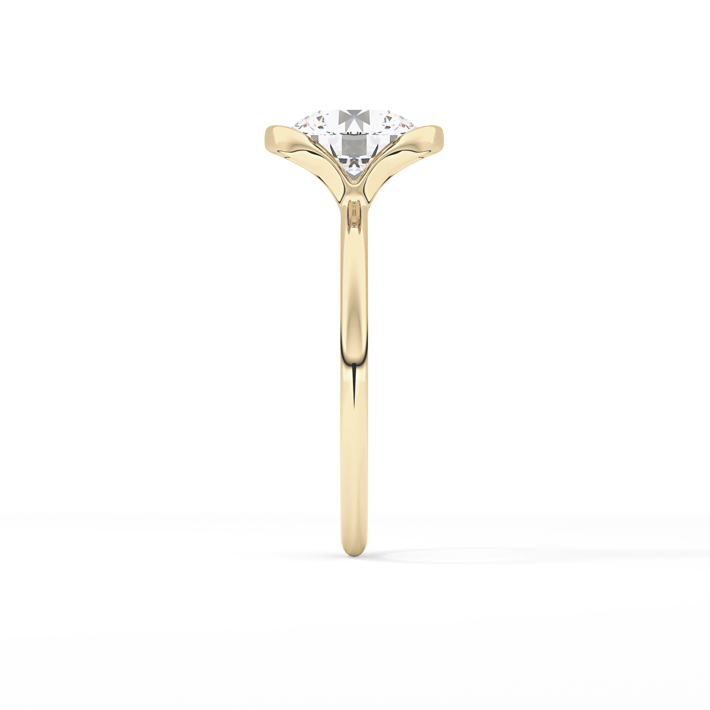 Round Half Bezel Lab Grown Diamond Engagement Ring