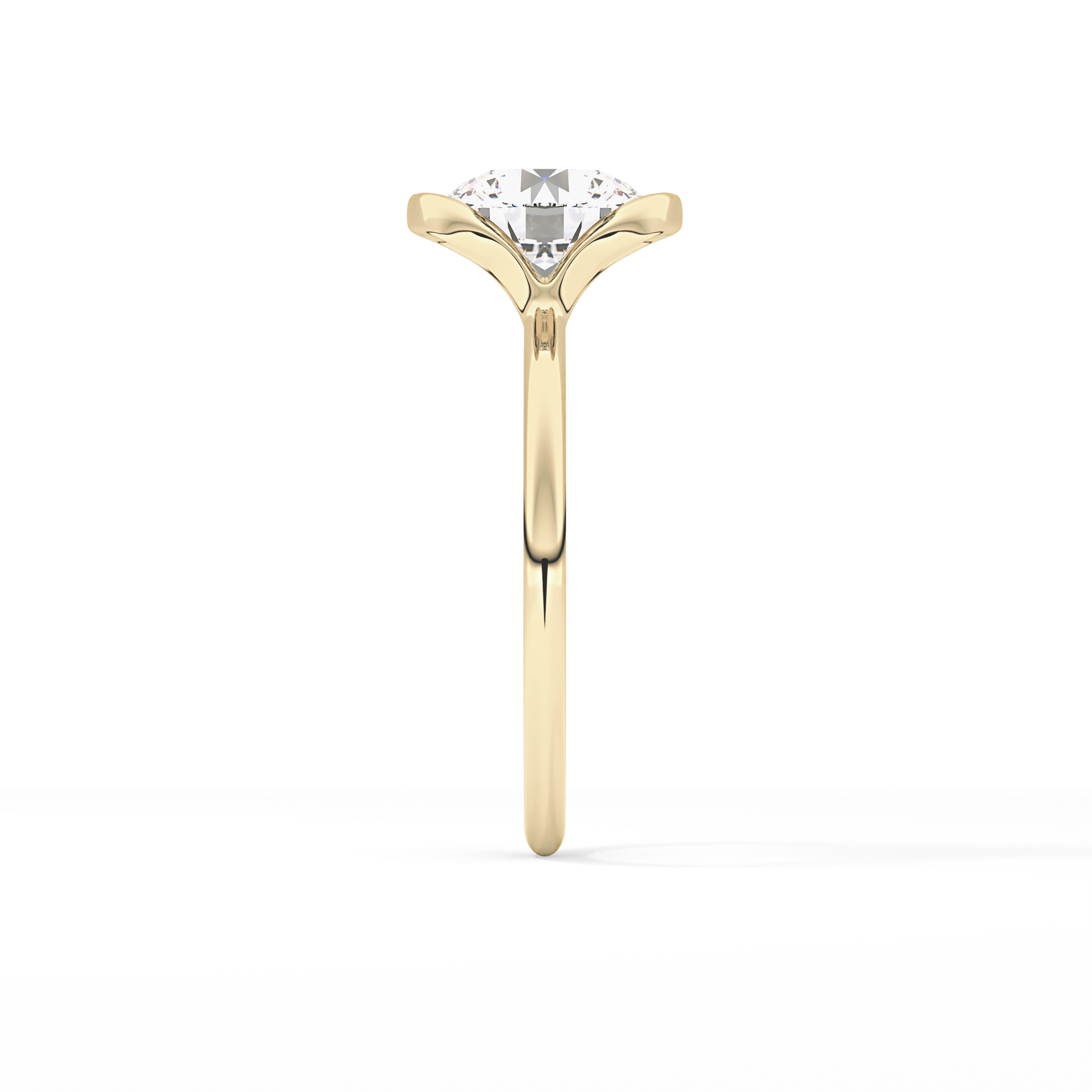 Round Half Bezel Lab Grown Diamond Engagement Ring