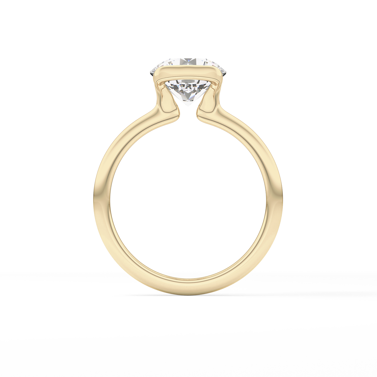 Round Half Bezel Lab Grown Diamond Engagement Ring