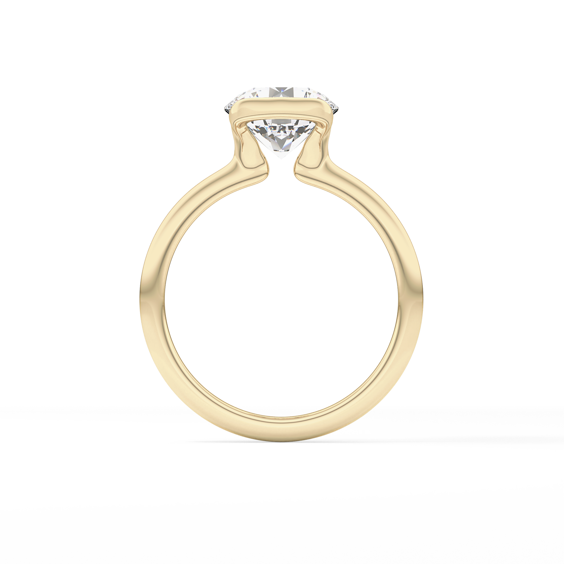 Round Half Bezel Lab Grown Diamond Engagement Ring