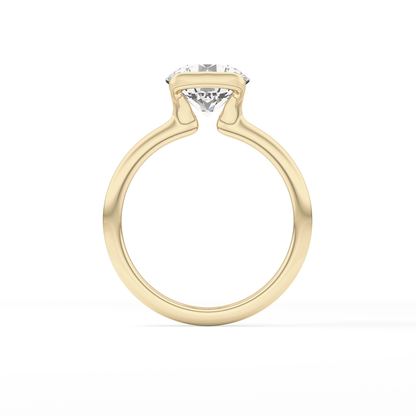 Round Half Bezel Lab Grown Diamond Engagement Ring