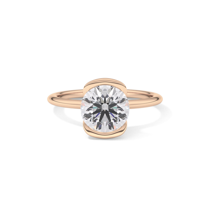Round Half Bezel Lab Grown Diamond Engagement Ring