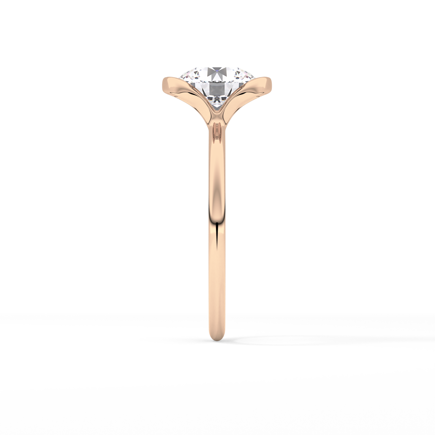 Round Half Bezel Lab Grown Diamond Engagement Ring