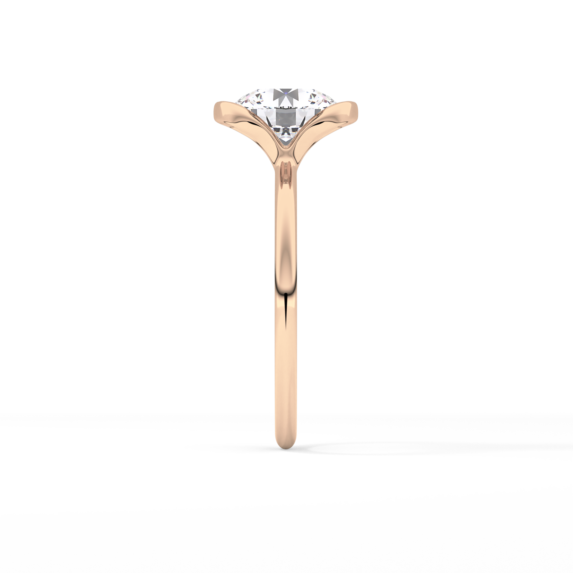 Round Half Bezel Lab Grown Diamond Engagement Ring