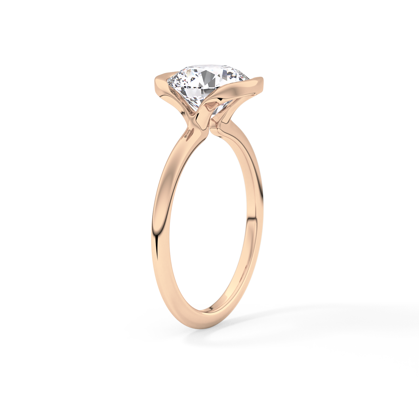 Round Half Bezel Lab Grown Diamond Engagement Ring