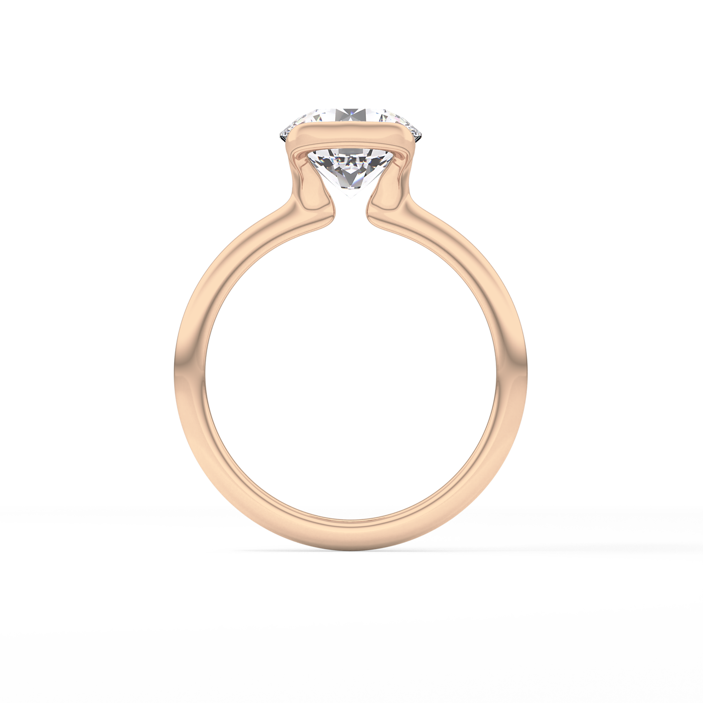 Round Half Bezel Lab Grown Diamond Engagement Ring