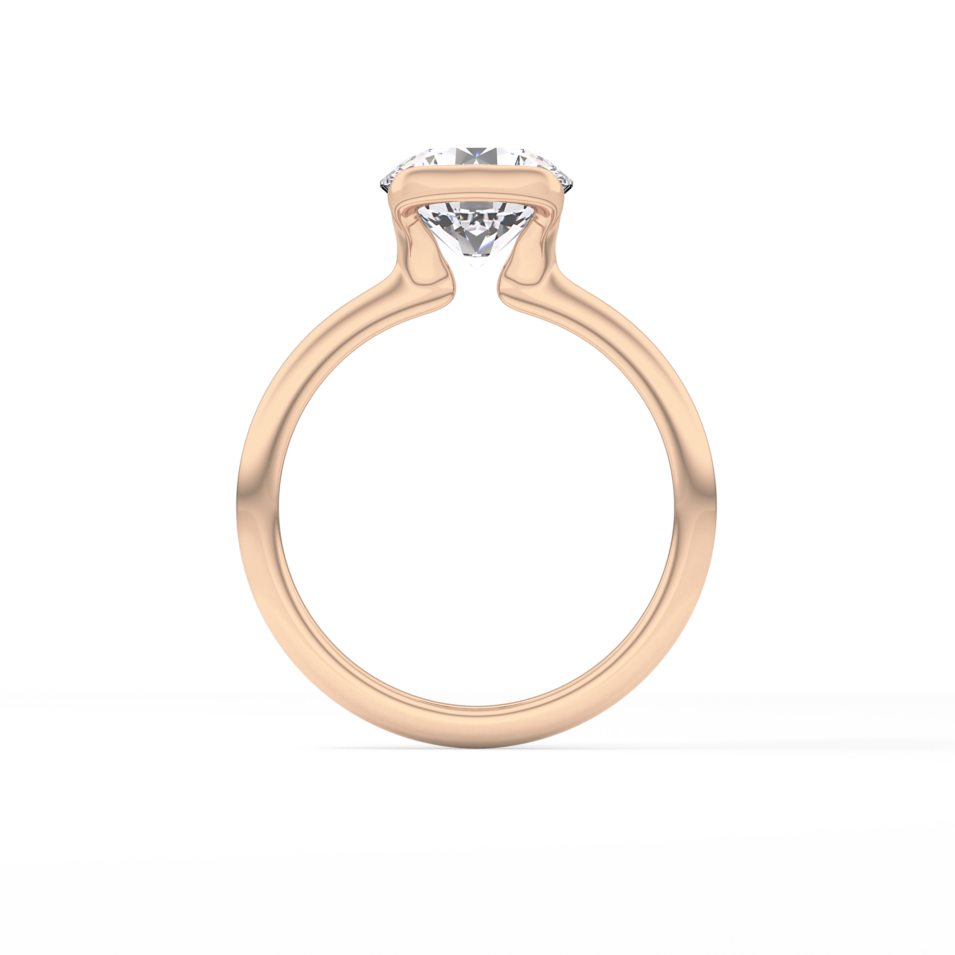 Round Half Bezel Lab Grown Diamond Engagement Ring