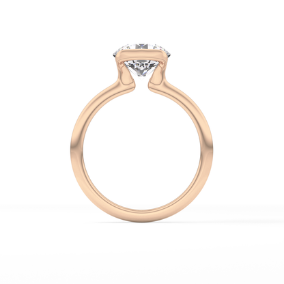 Round Half Bezel Lab Grown Diamond Engagement Ring