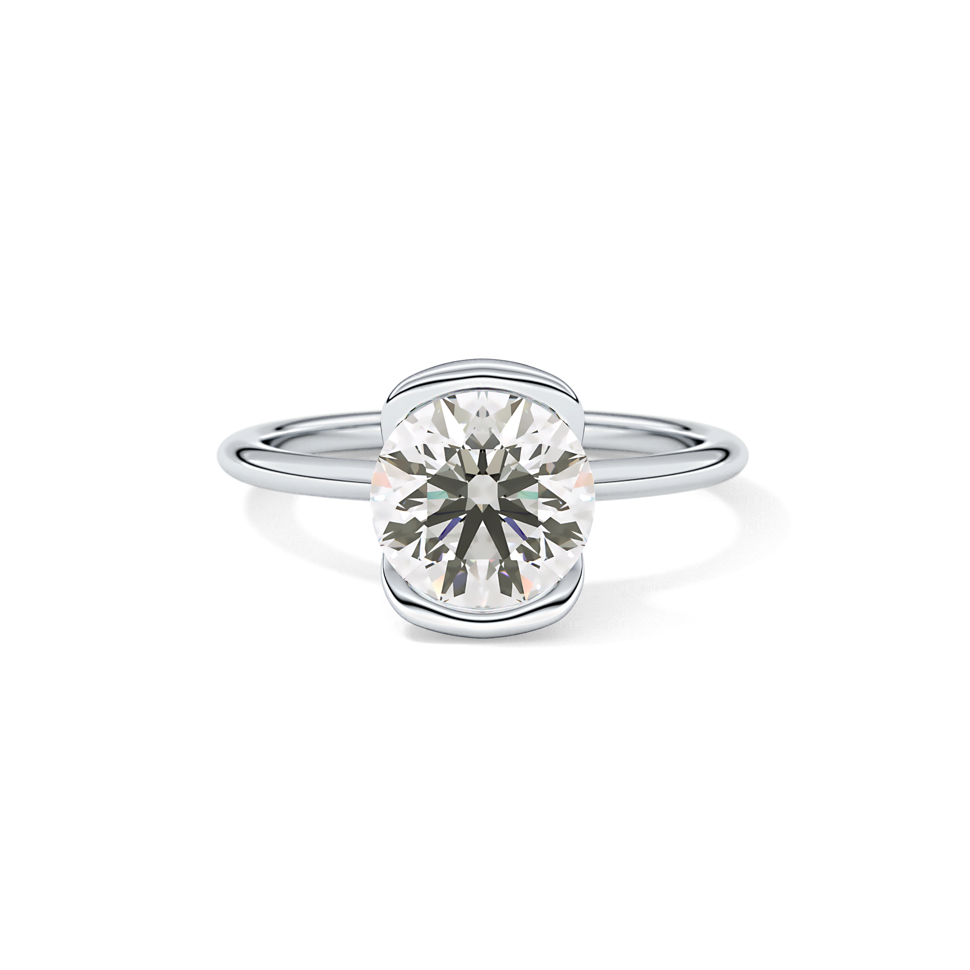Round Half Bezel Lab Grown Diamond Engagement Ring