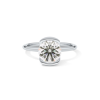 Round Half Bezel Lab Grown Diamond Engagement Ring