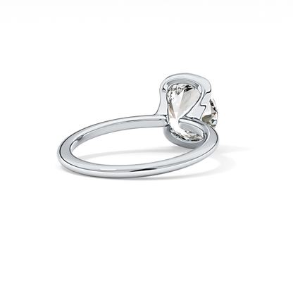 Round Half Bezel Lab Grown Diamond Engagement Ring