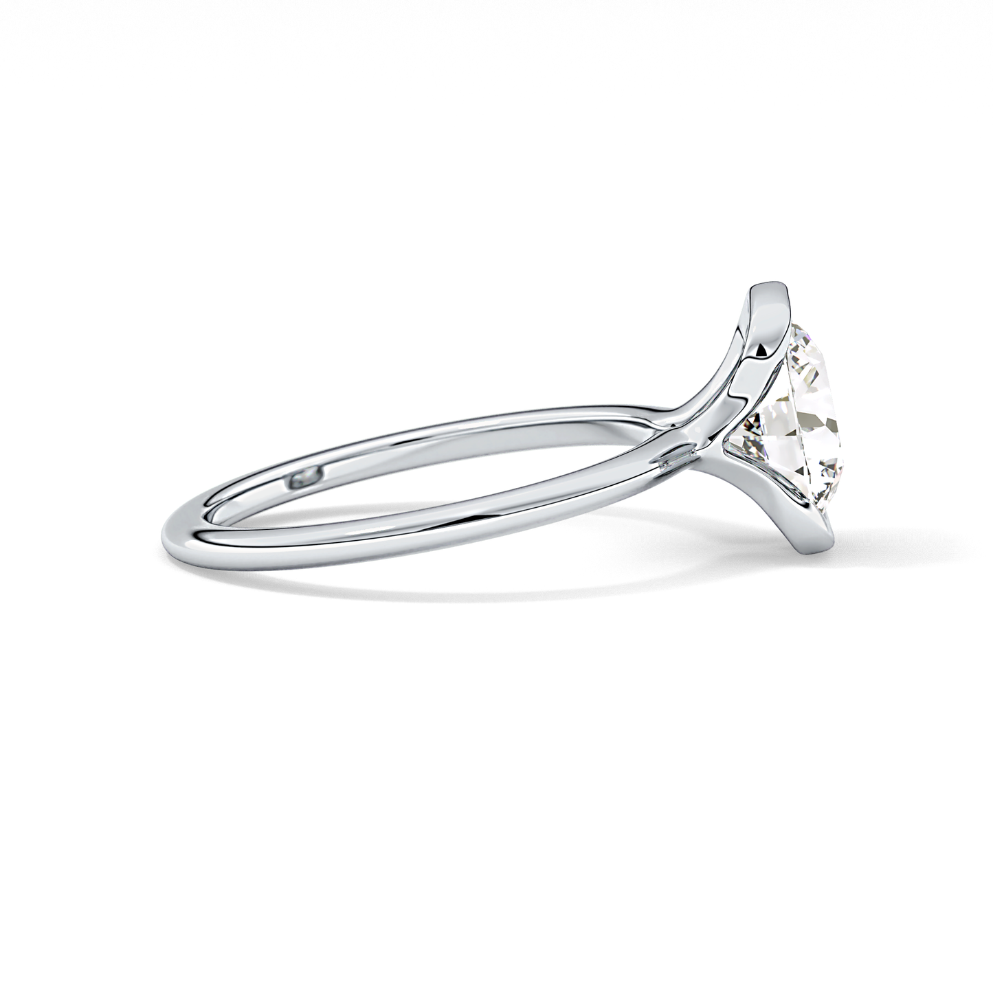 Round Half Bezel Lab Grown Diamond Engagement Ring