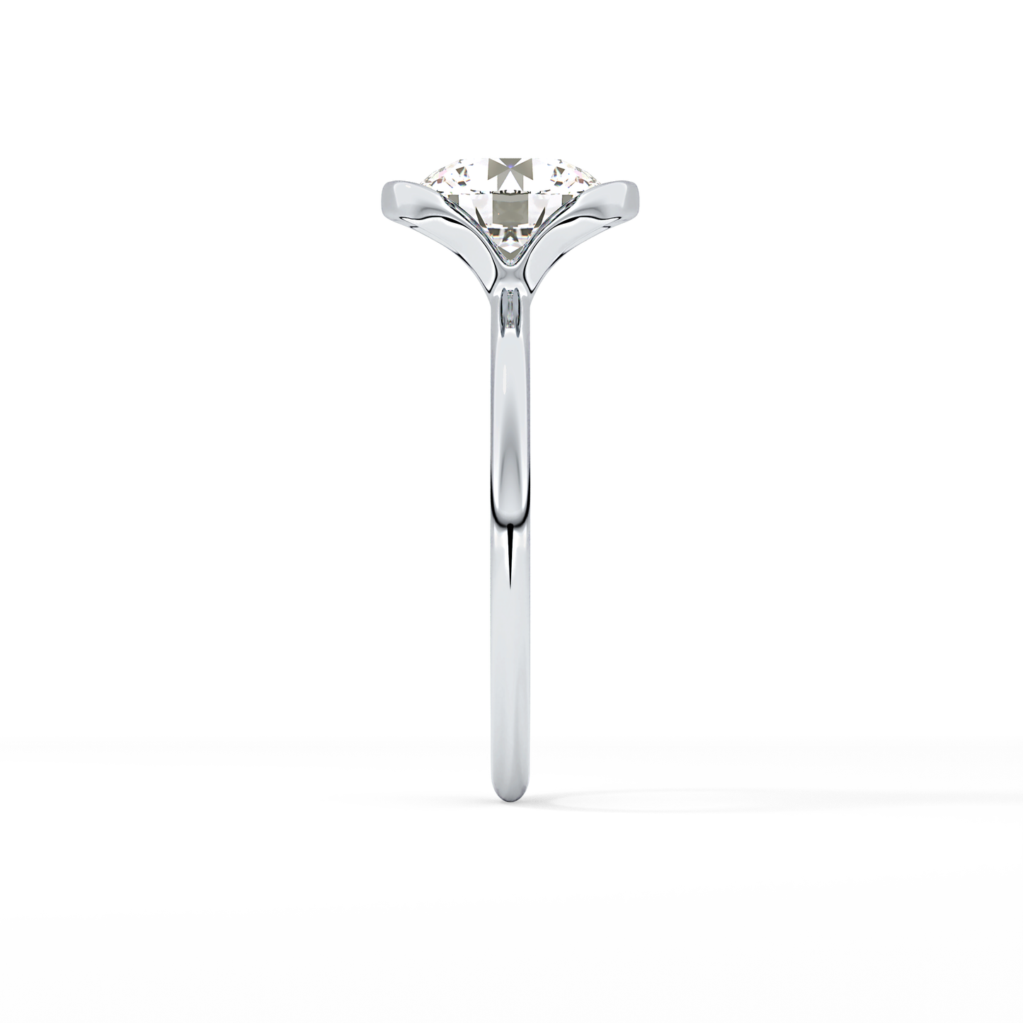 Round Half Bezel Lab Grown Diamond Engagement Ring