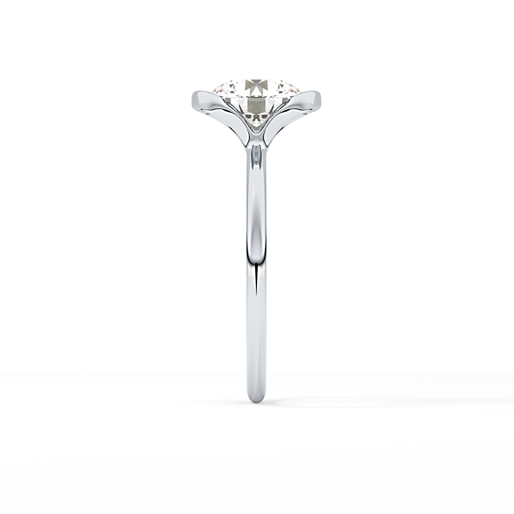 Round Half Bezel Lab Grown Diamond Engagement Ring
