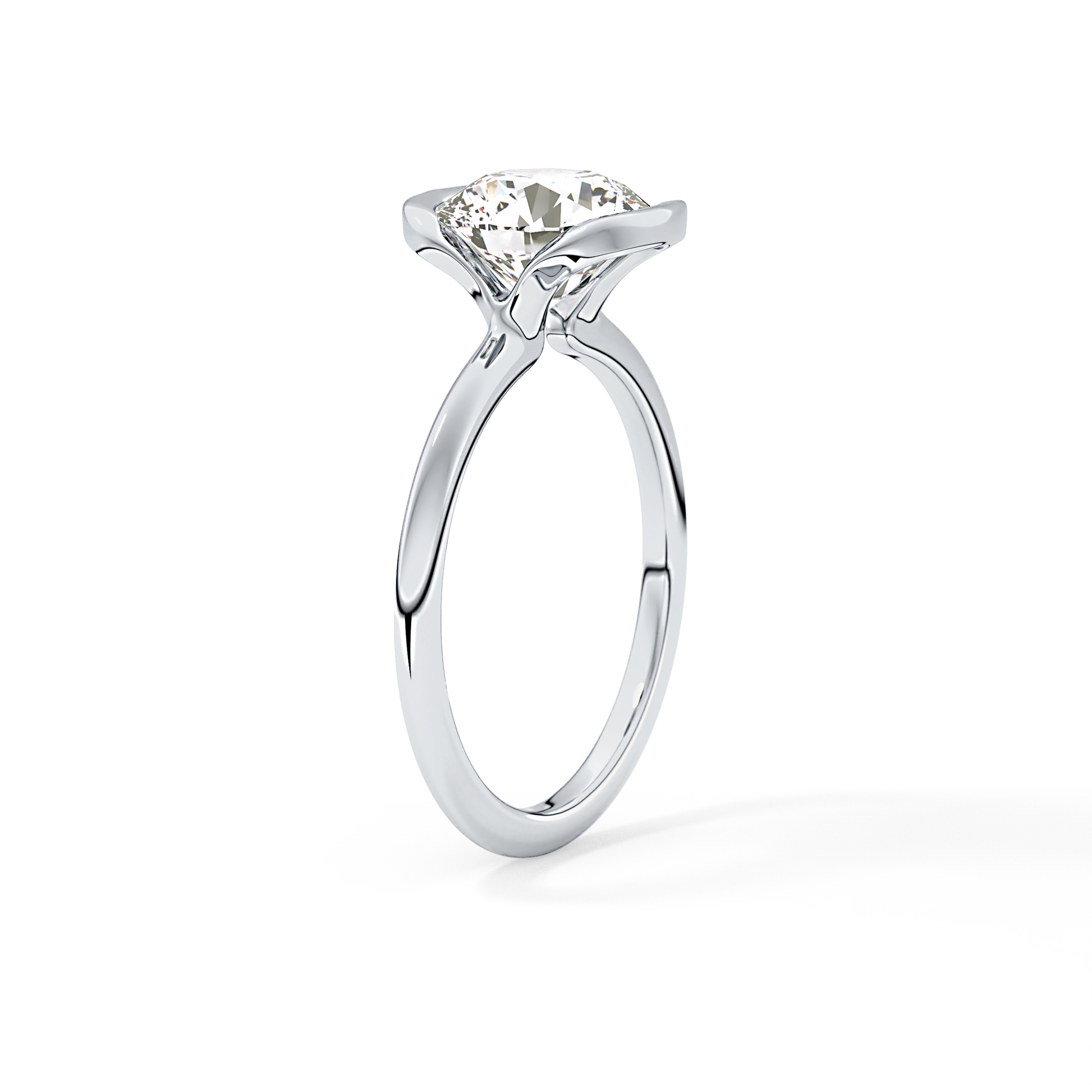 Round Half Bezel Lab Grown Diamond Engagement Ring