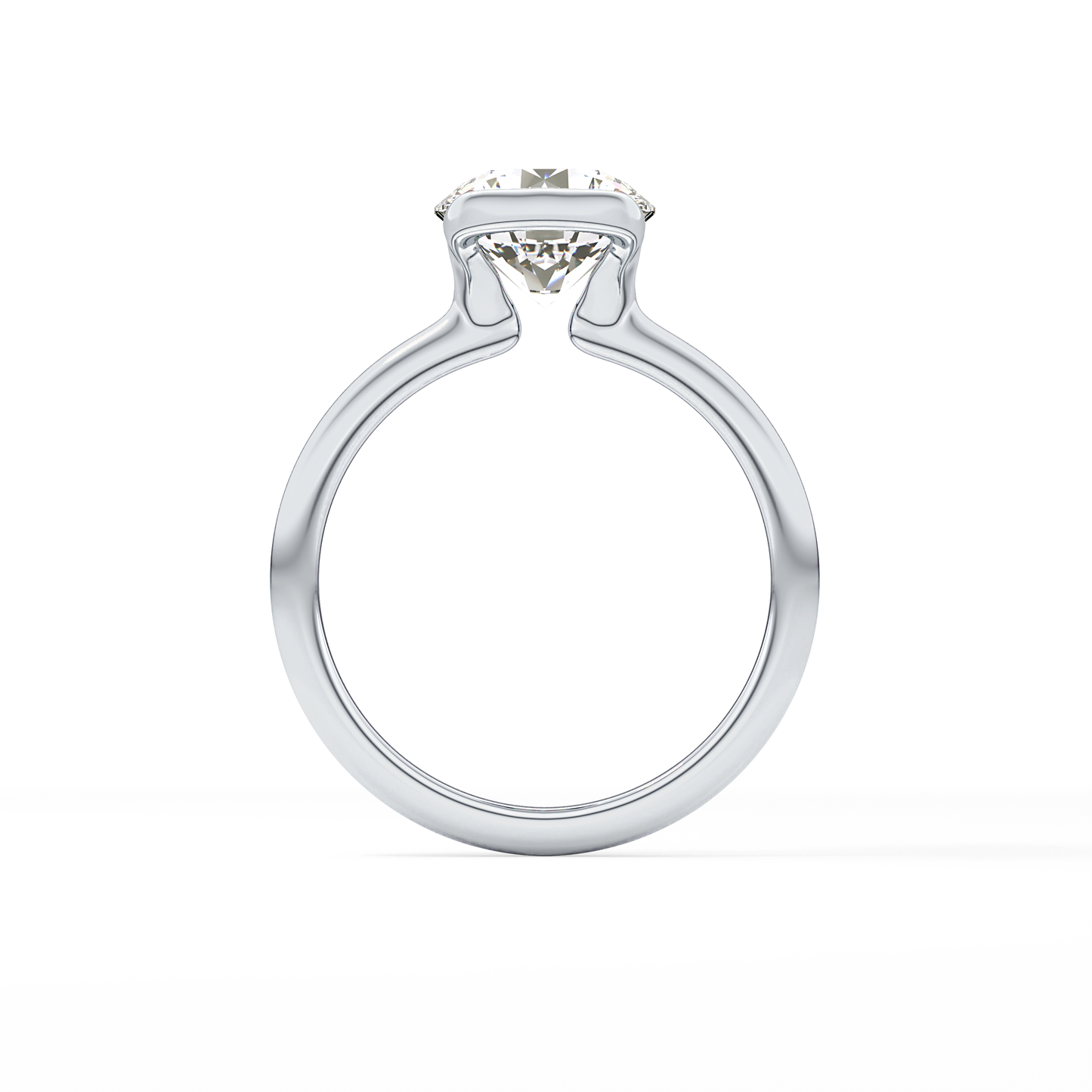 Round Half Bezel Lab Grown Diamond Engagement Ring