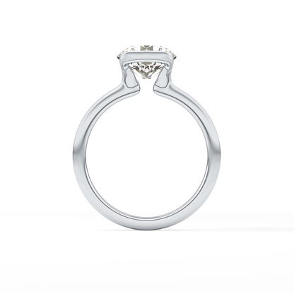 Round Half Bezel Lab Grown Diamond Engagement Ring