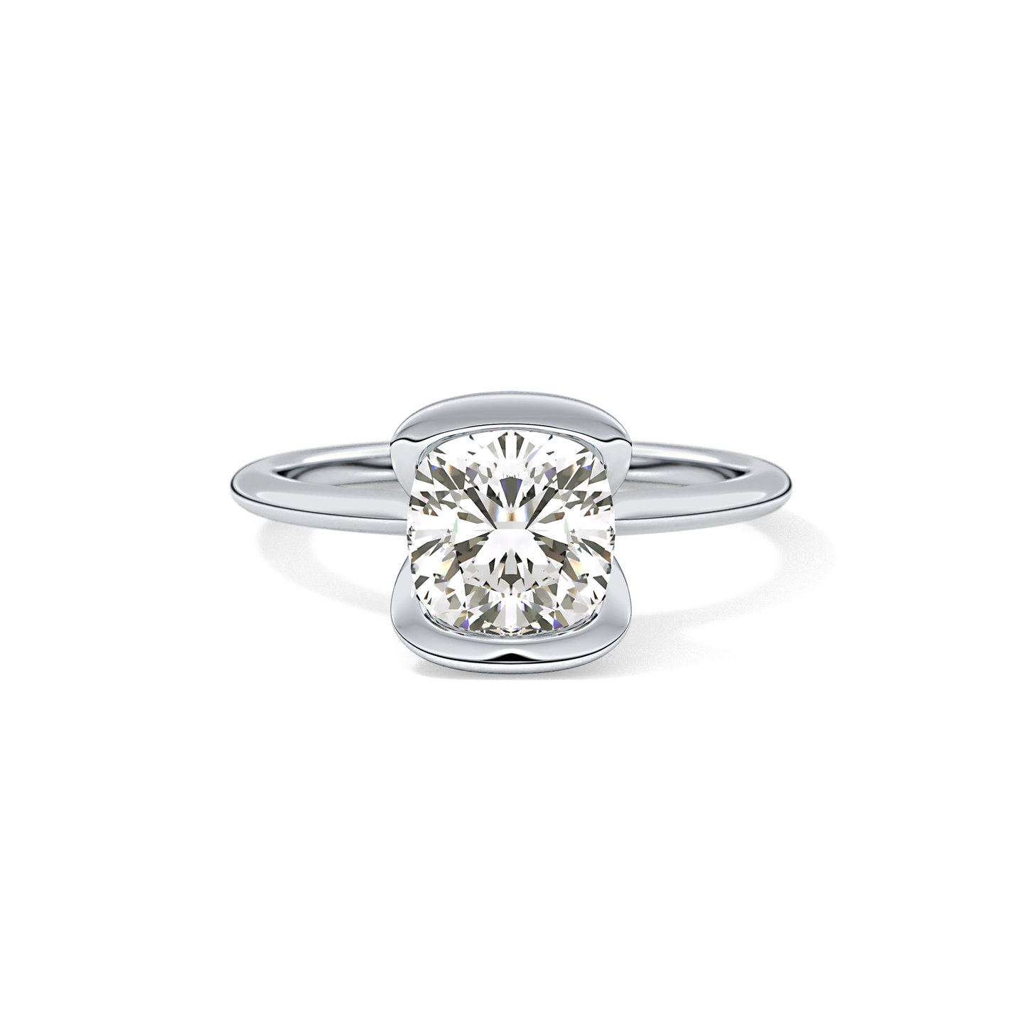 Cushion Bezel Lab Grown Diamond Engagement Ring