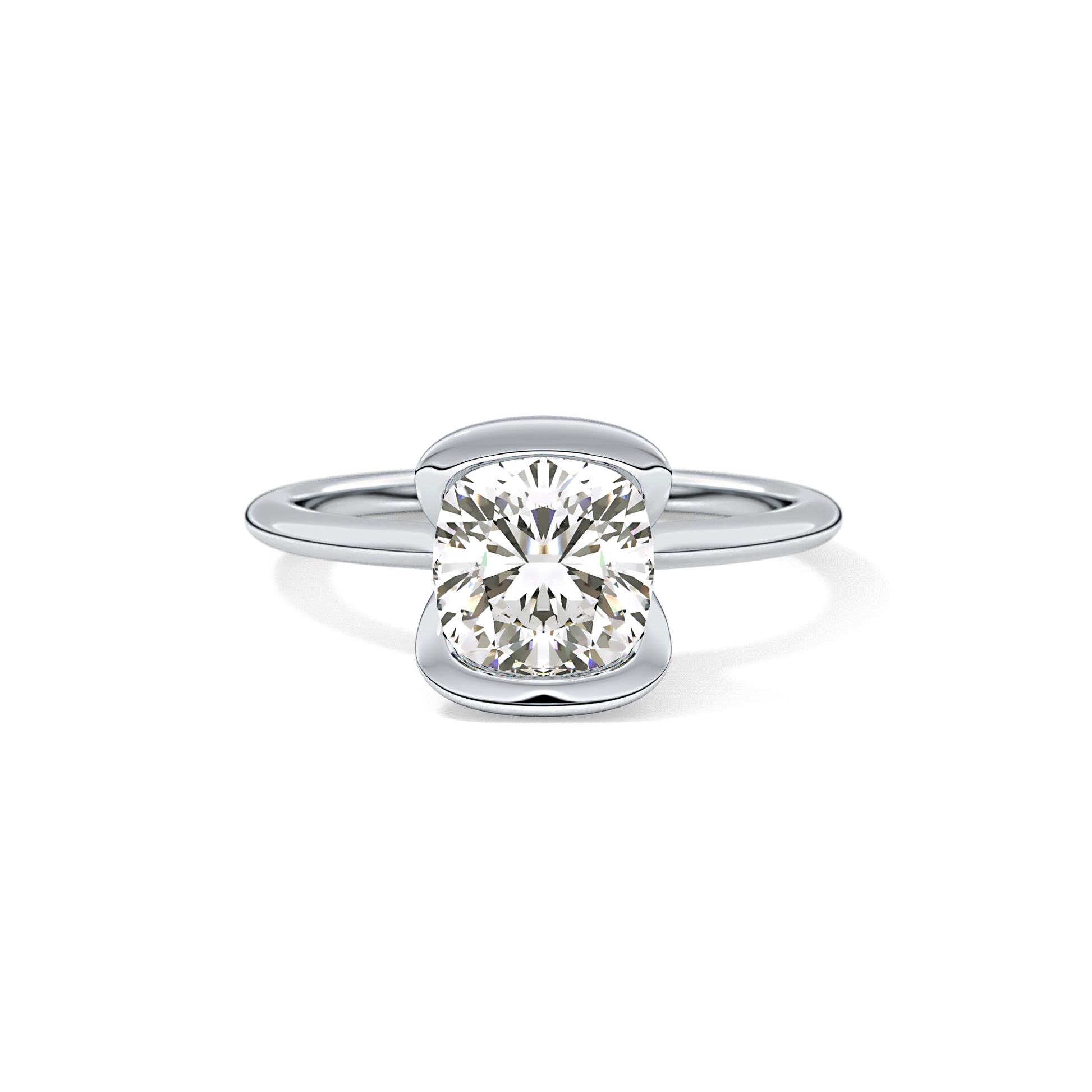 Cushion Bezel Lab Grown Diamond Engagement Ring