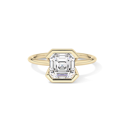 Asscher Half Bezel Lab Grown Diamond Engagement Ring