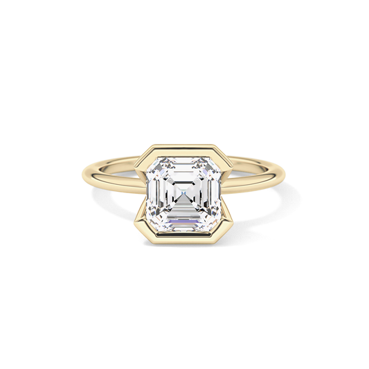 Asscher Half Bezel Lab Grown Diamond Engagement Ring
