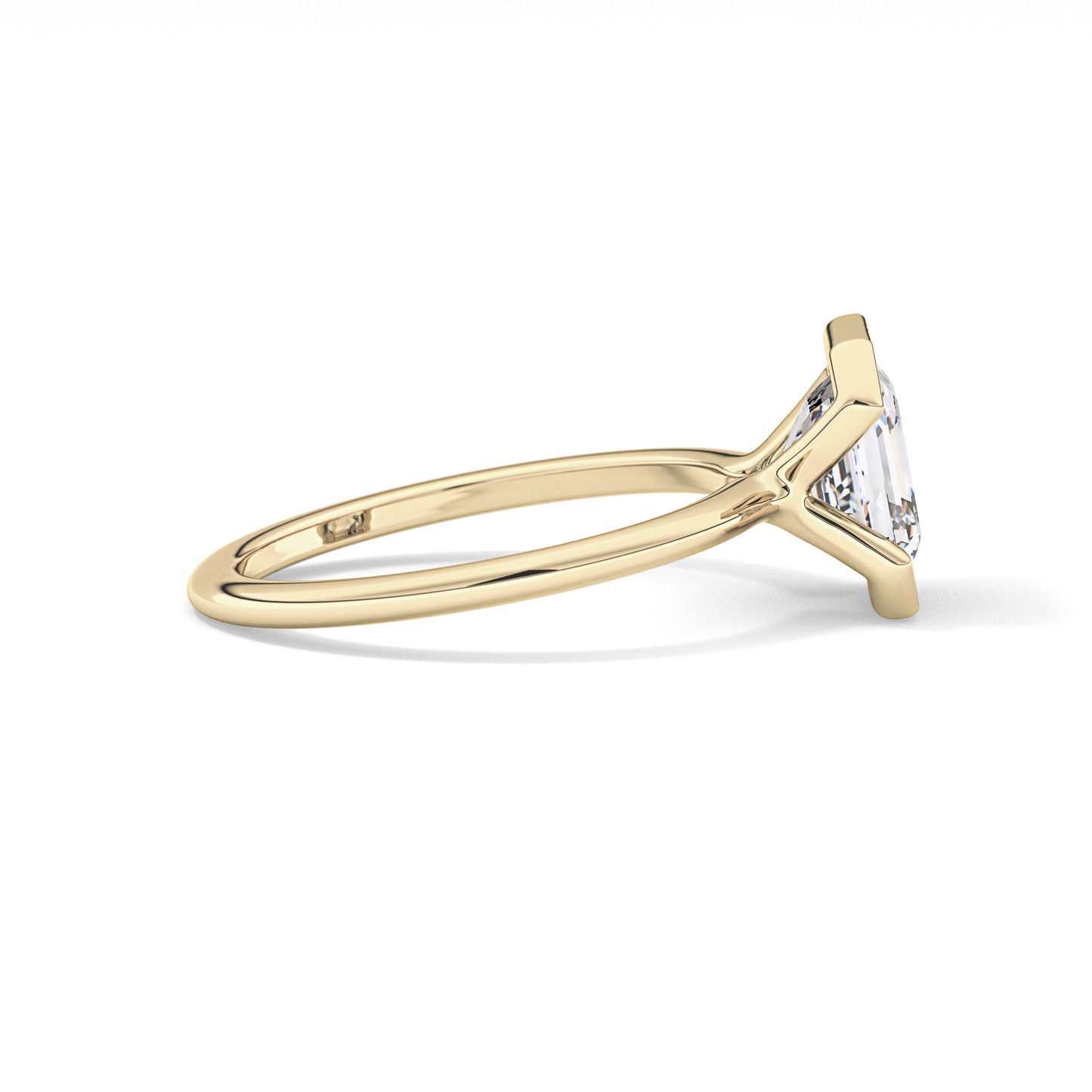 Asscher Half Bezel Lab Grown Diamond Engagement Ring