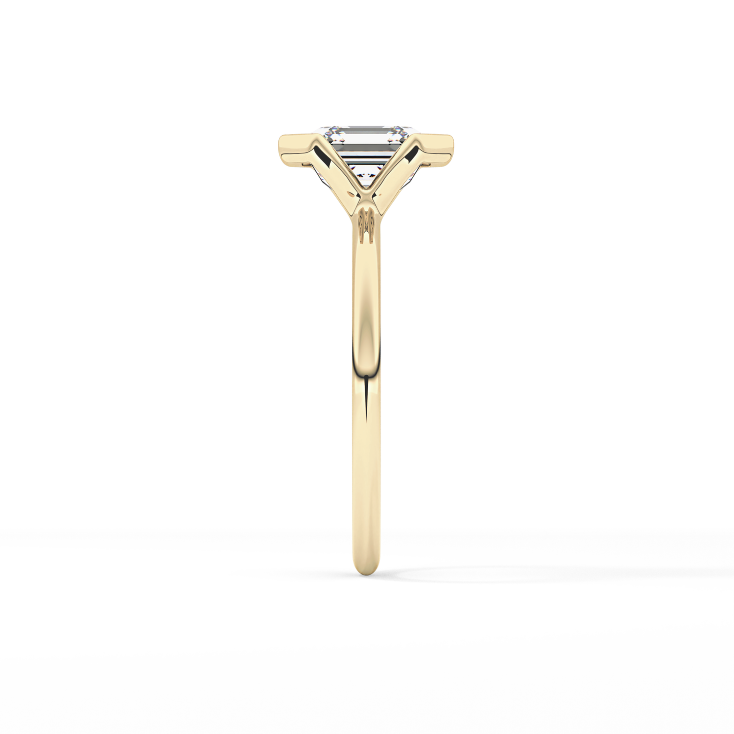 Asscher Half Bezel Lab Grown Diamond Engagement Ring