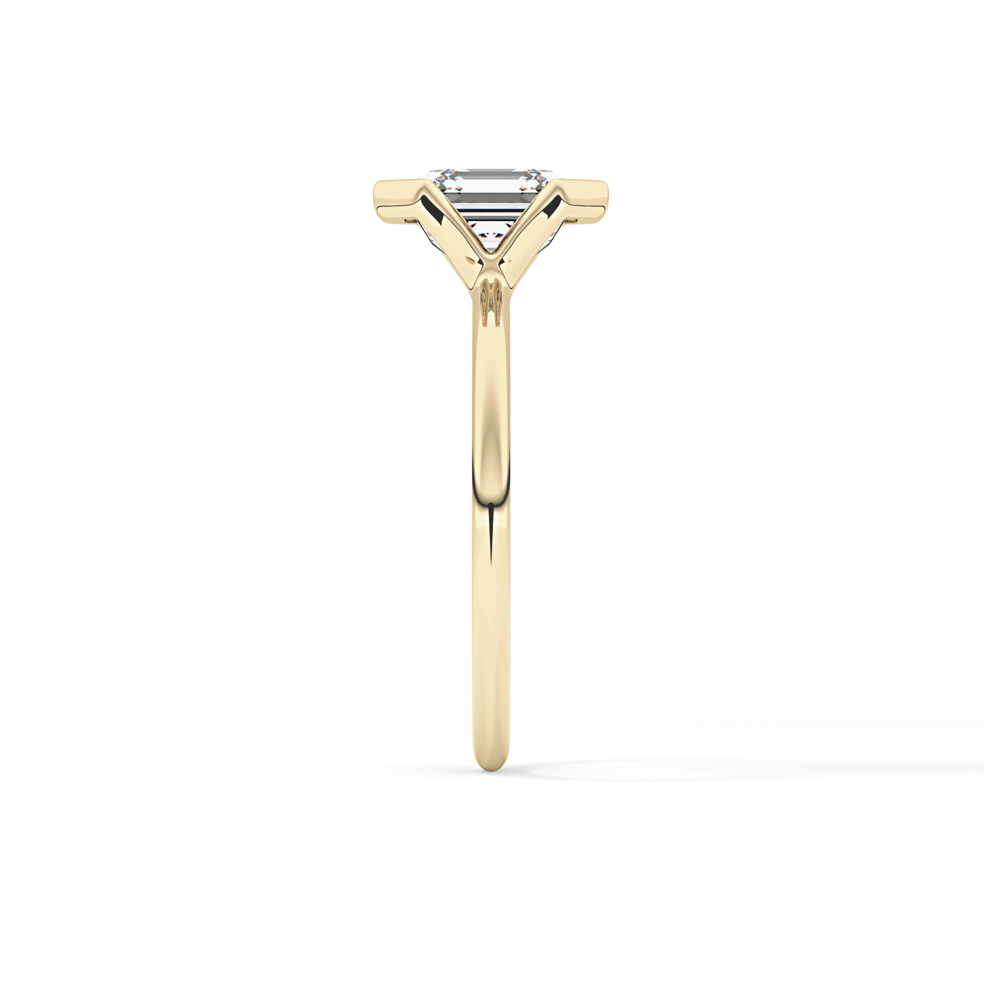 Asscher Half Bezel Lab Grown Diamond Engagement Ring