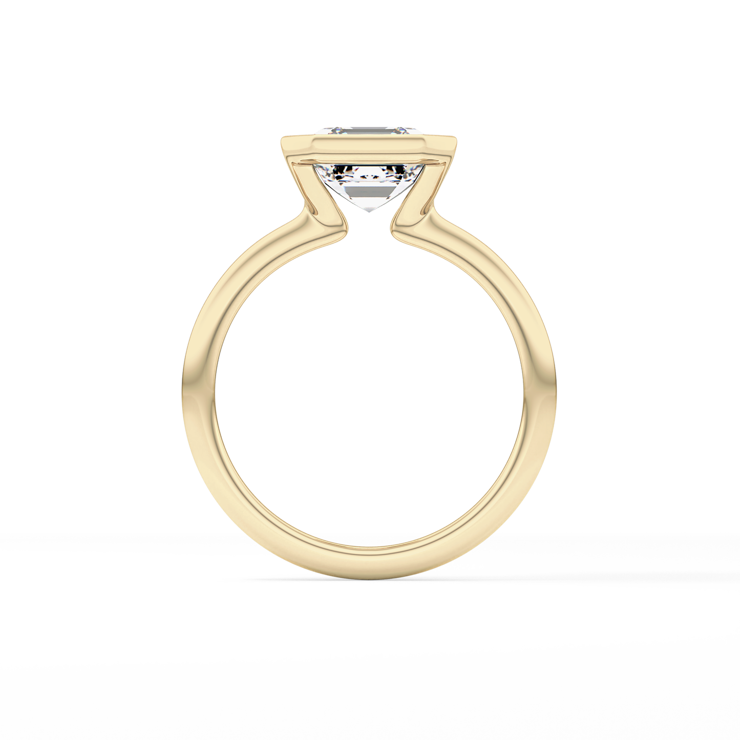 Asscher Half Bezel Lab Grown Diamond Engagement Ring