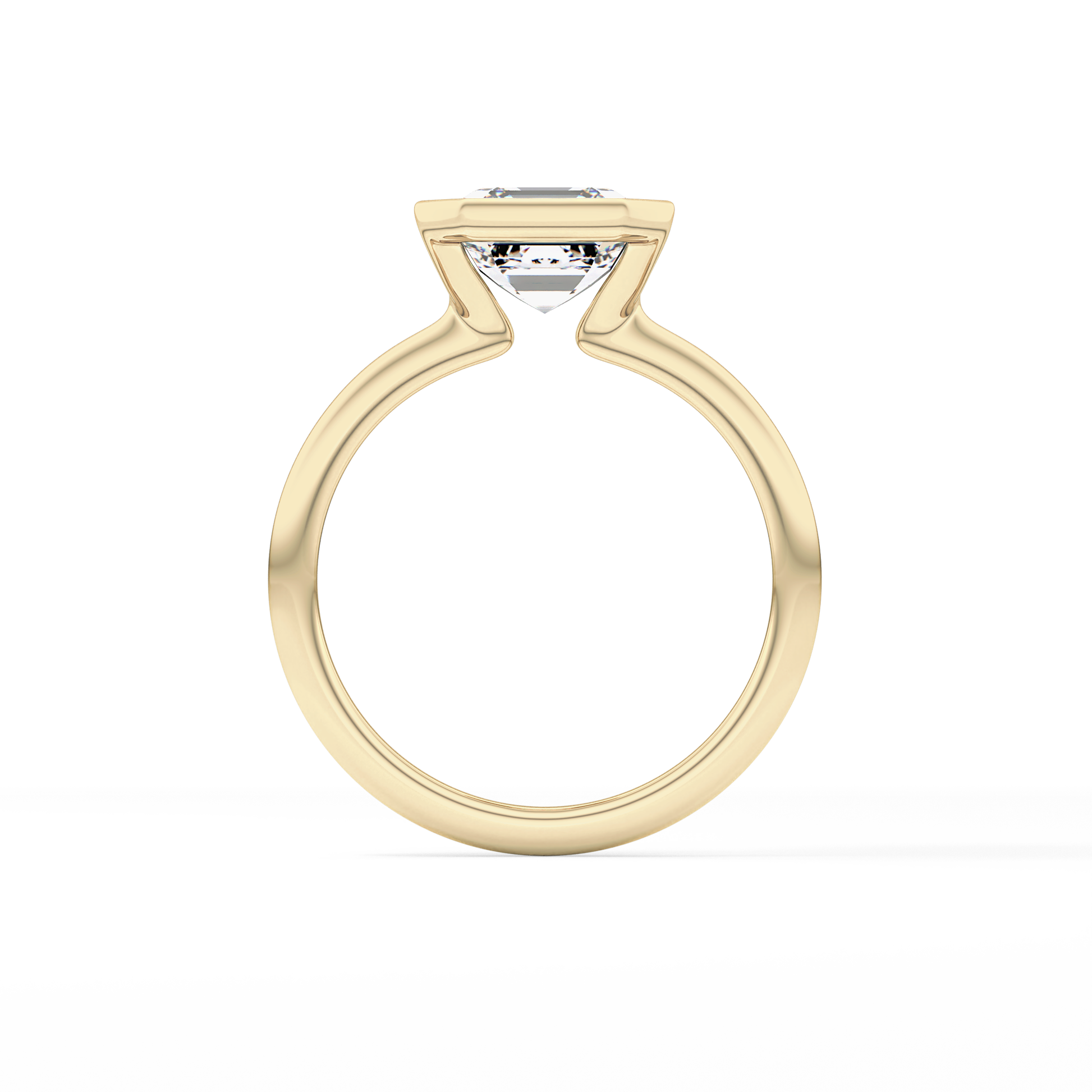 Asscher Half Bezel Lab Grown Diamond Engagement Ring