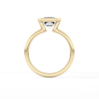 Asscher Half Bezel Lab Grown Diamond Engagement Ring