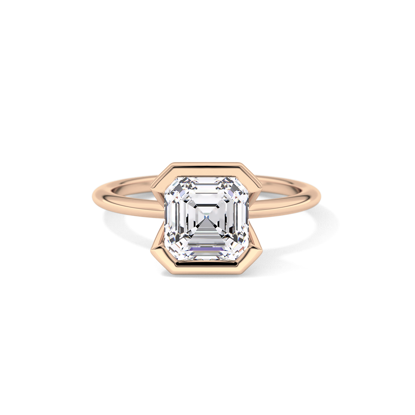Asscher Half Bezel Lab Grown Diamond Engagement Ring
