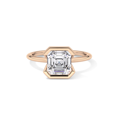 Asscher Half Bezel Lab Grown Diamond Engagement Ring