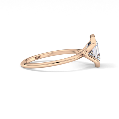 Asscher Half Bezel Lab Grown Diamond Engagement Ring