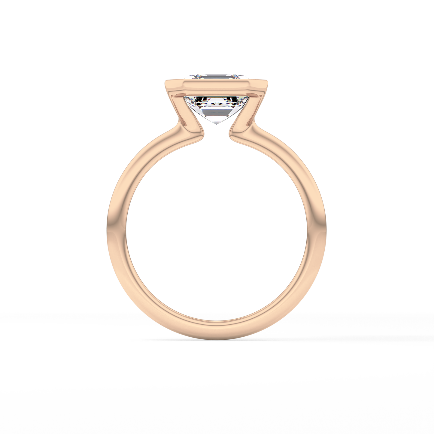 Asscher Half Bezel Lab Grown Diamond Engagement Ring