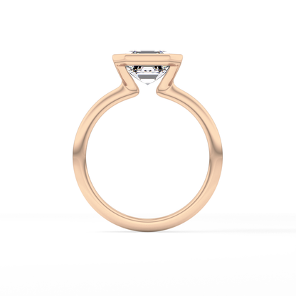 Asscher Half Bezel Lab Grown Diamond Engagement Ring
