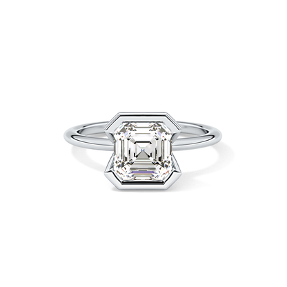 Asscher Half Bezel Lab Grown Diamond Engagement Ring