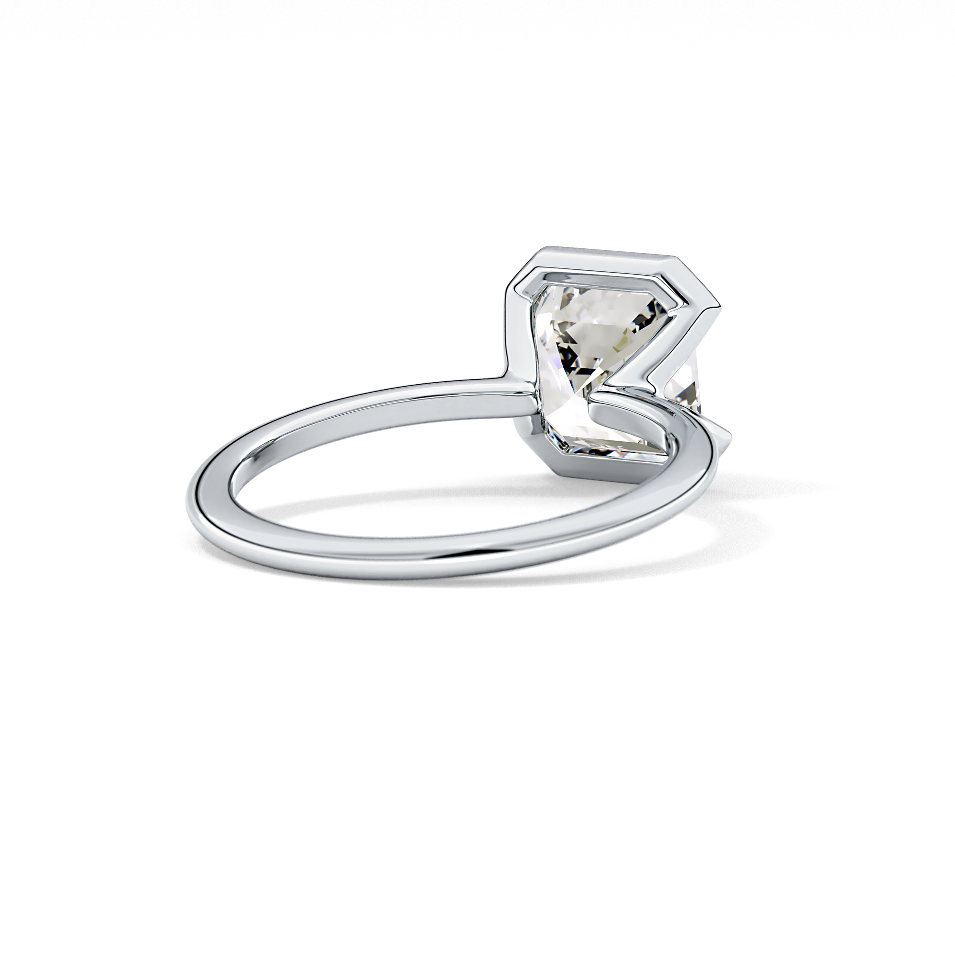 Asscher Half Bezel Lab Grown Diamond Engagement Ring