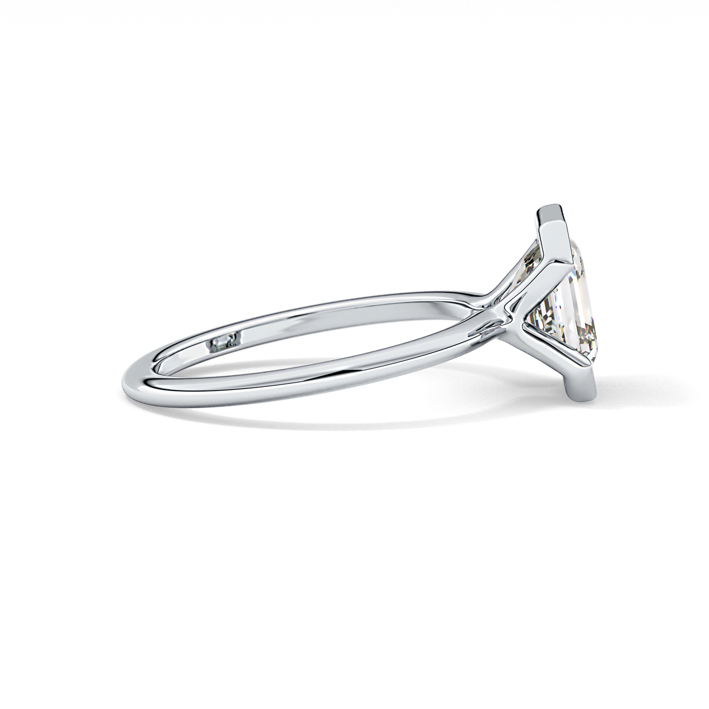 Asscher Half Bezel Lab Grown Diamond Engagement Ring