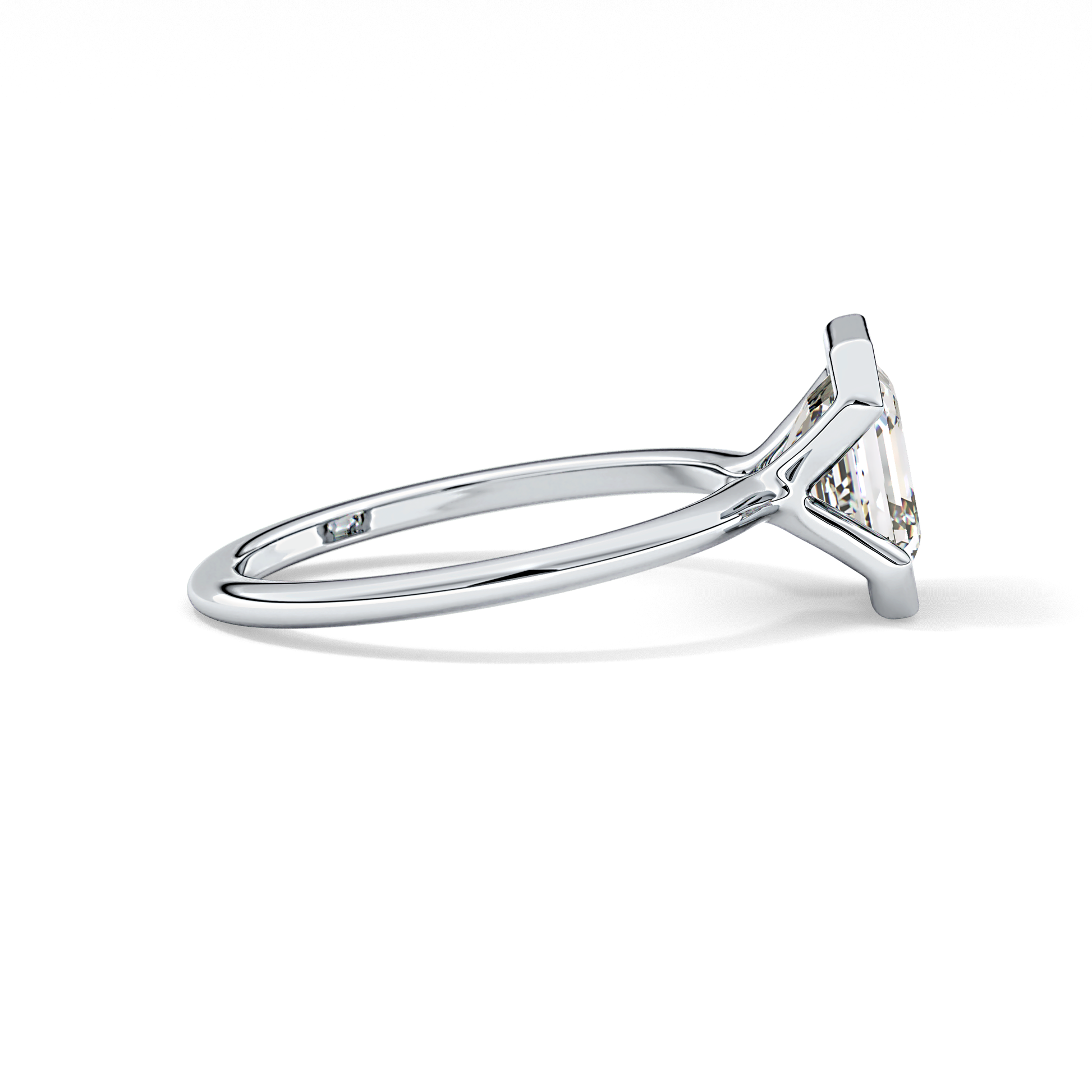 Asscher Half Bezel Lab Grown Diamond Engagement Ring