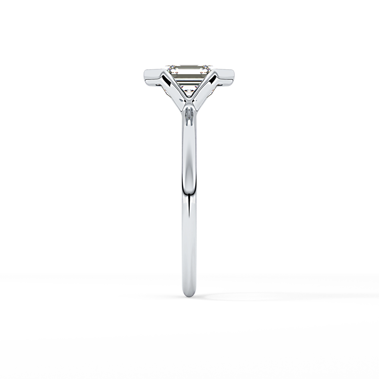 Asscher Half Bezel Lab Grown Diamond Engagement Ring