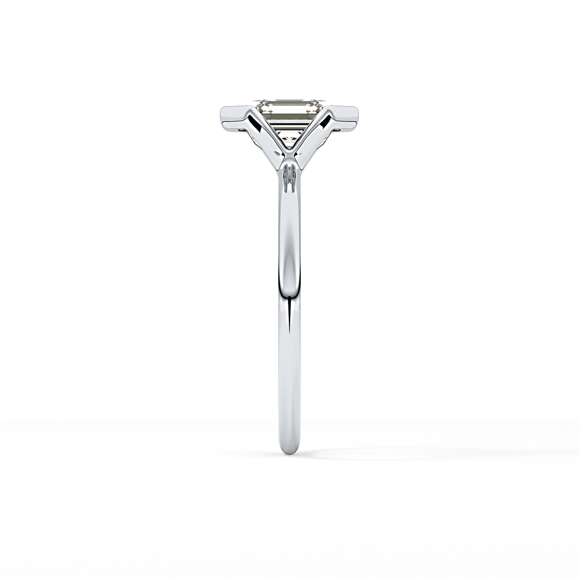 Asscher Half Bezel Lab Grown Diamond Engagement Ring